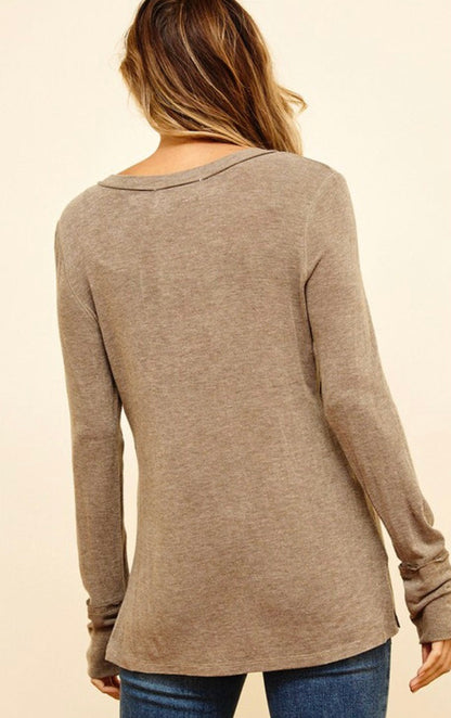 The Jenn Top in Green and Taupe