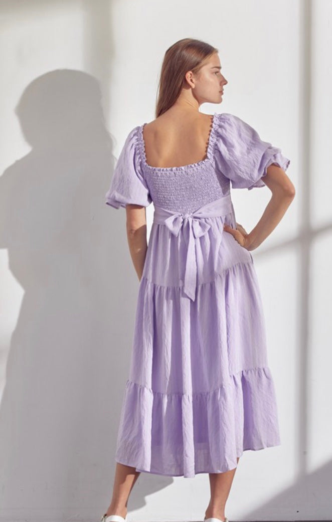 The Claremont Dress in Lavender and Blue