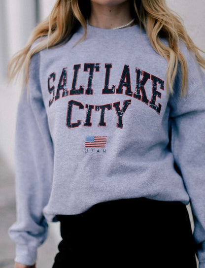 Salt Lake Sweatshirt in Gray and Navy
