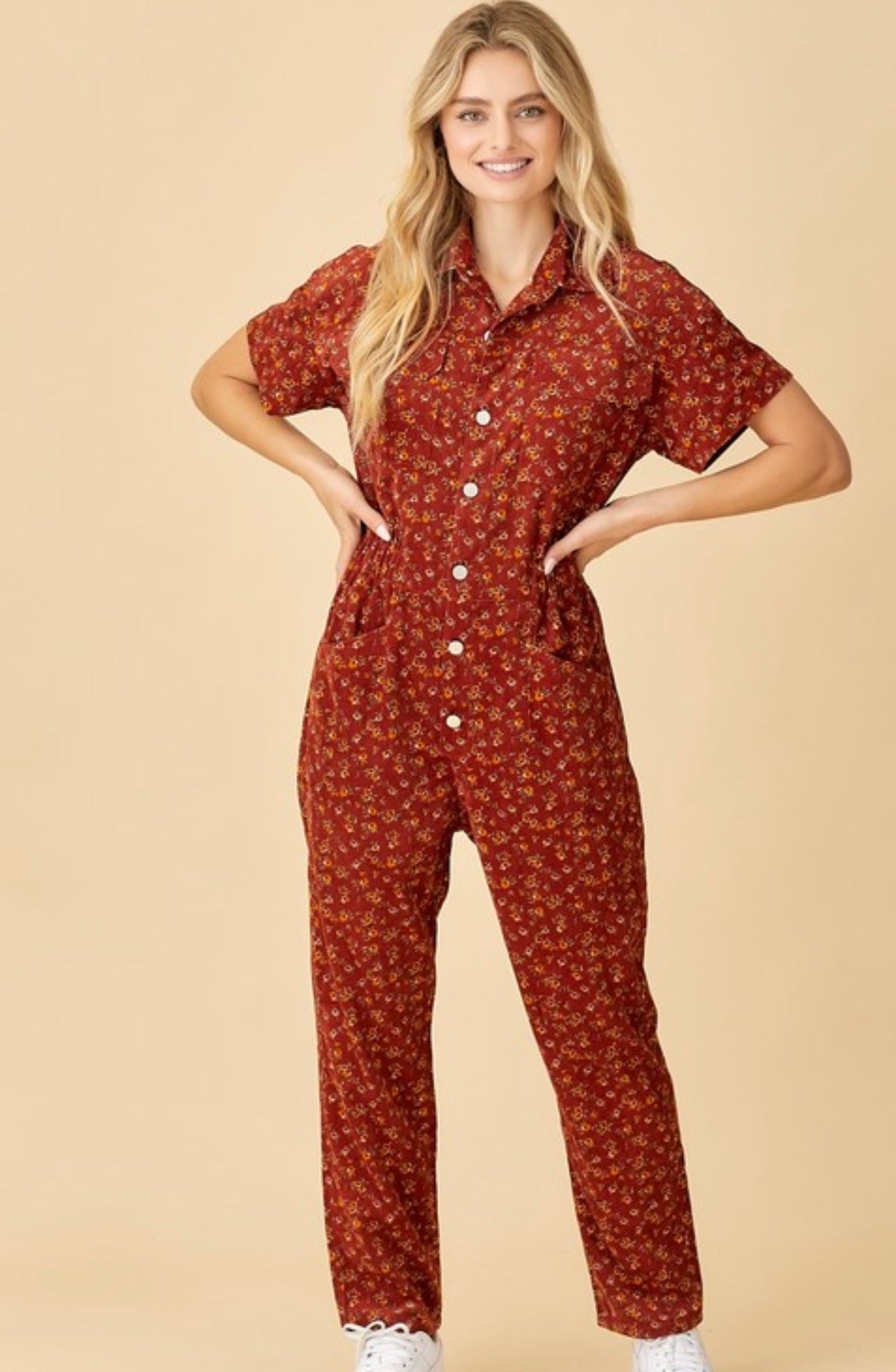 The Bee Floral Cord Jumpsuit