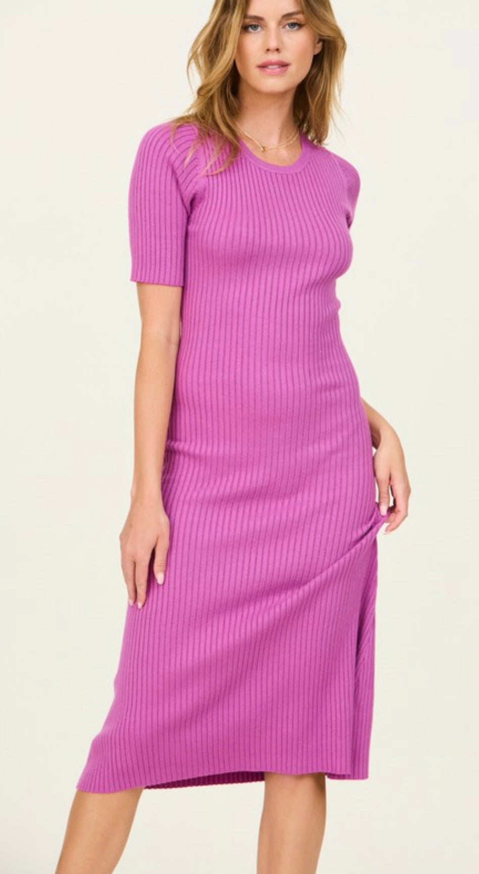 The Maddie Pink Ribbed Dress