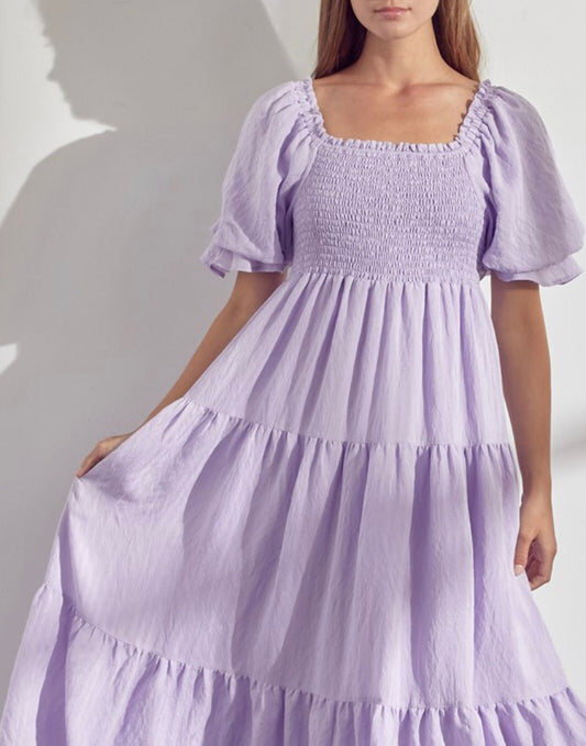 The Claremont Dress in Lavender and Blue