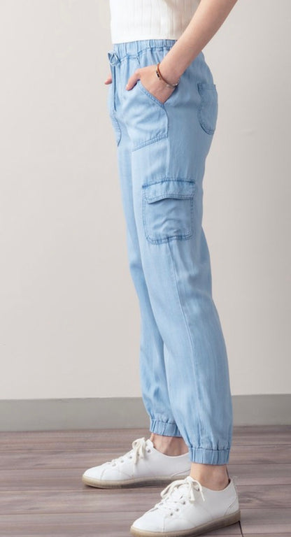The Tenney Jogger Pants in Camel and Pink Stone