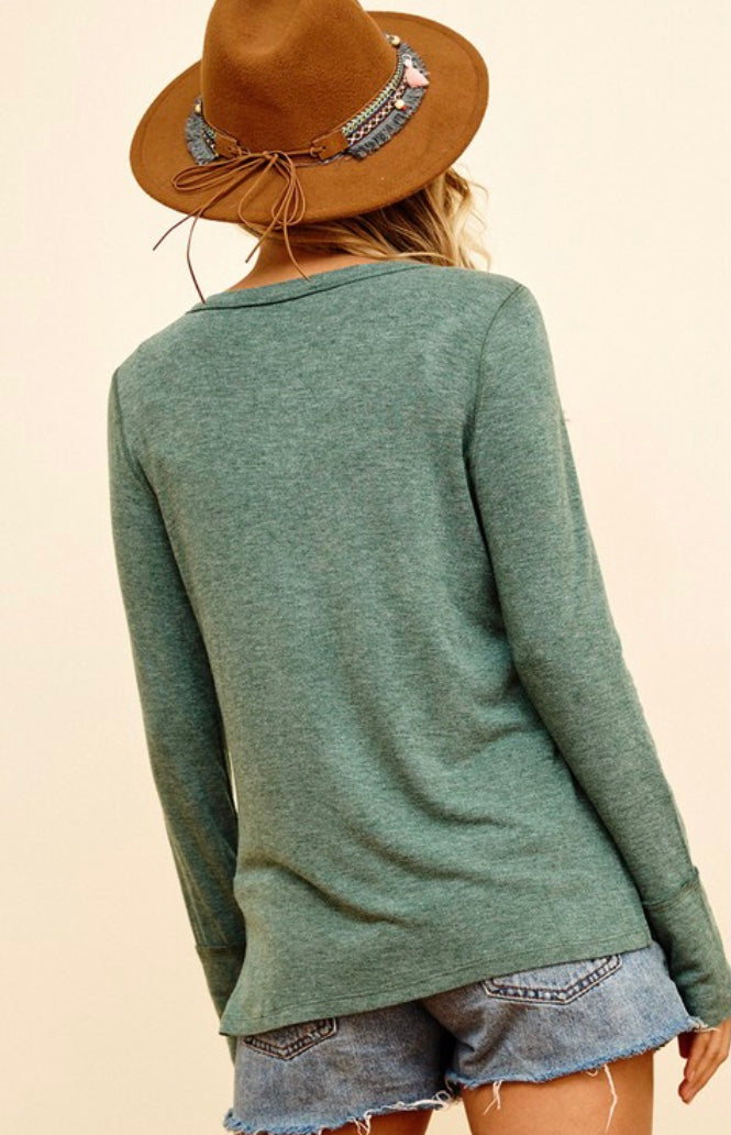 The Jenn Top in Green and Taupe