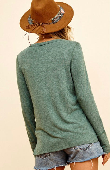 The Jenn Top in Green and Taupe