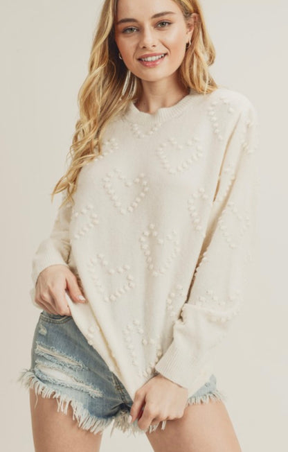 Sweet Hearts Textured Sweater