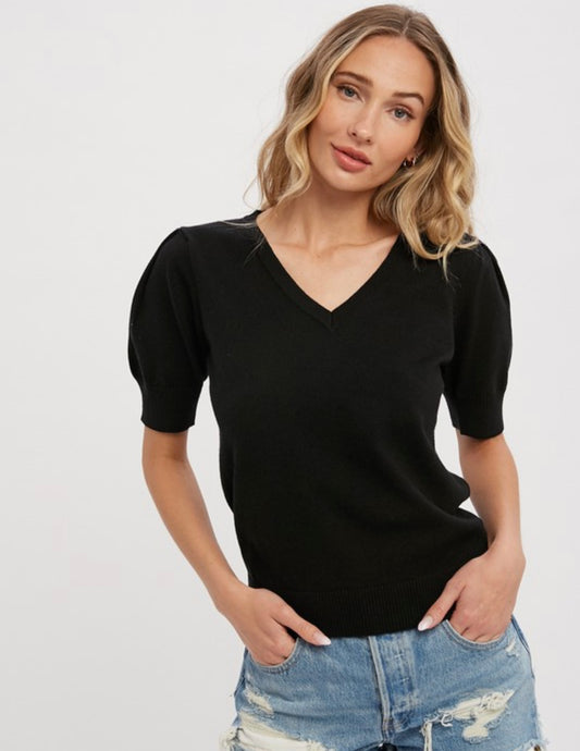 The Colbie Short Sleeve Sweater in Black